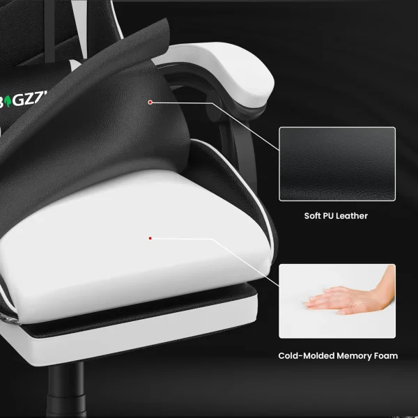 Gaming Chair with Footrest Gamer Chairs Ergonomic with Lumbar Cushion Headrest Gaming Chair Height Adjustable Computer Chair - Image 5